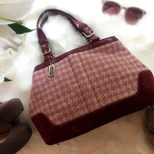 Authentic COACH Houndstooth Wool & Suede Bag